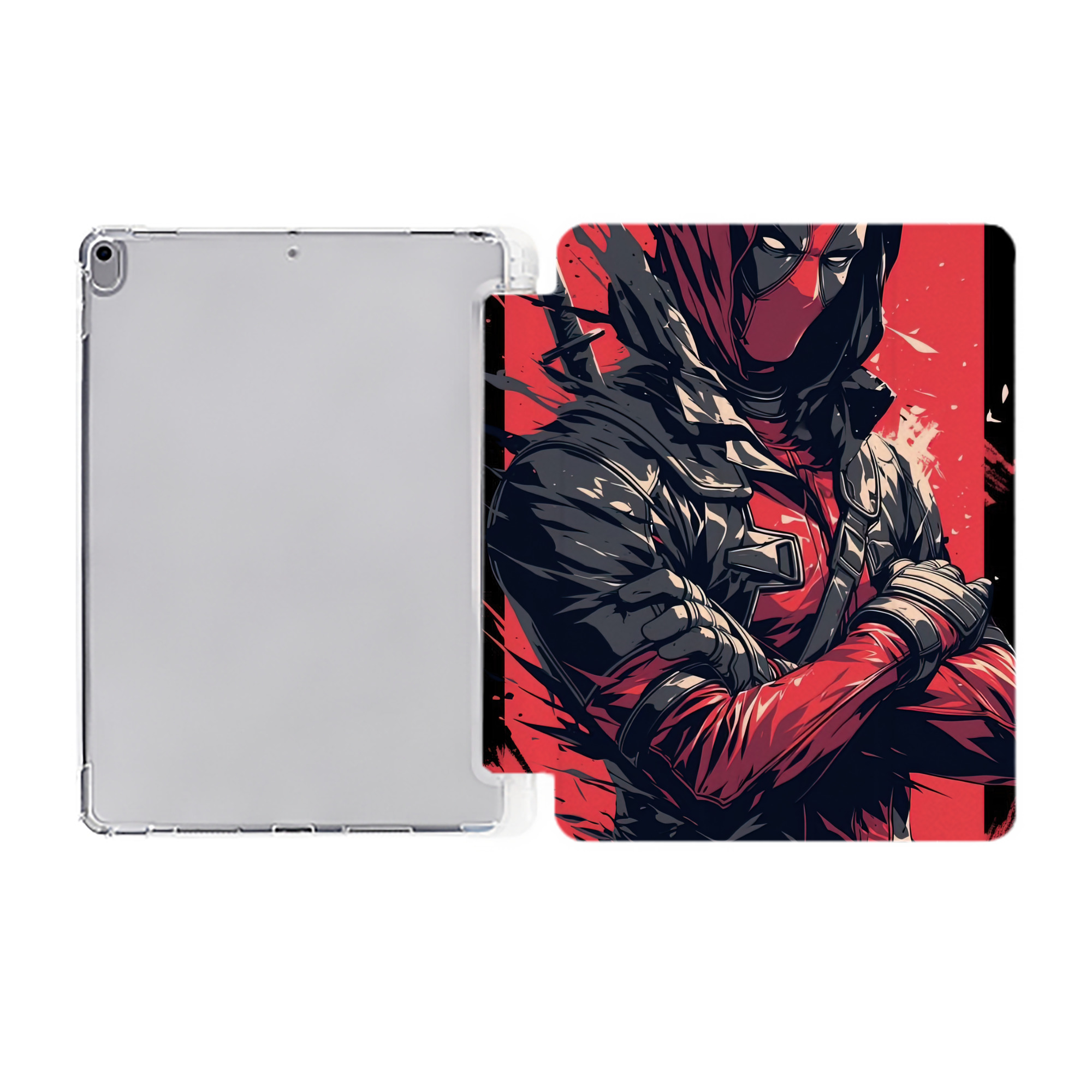 （画像用） Deadpool デッドプール IPad ケース ペン収納付き 三つ折りスタンド PUレザー×シリコン 対応機種9.5/10.5/10.9インチ